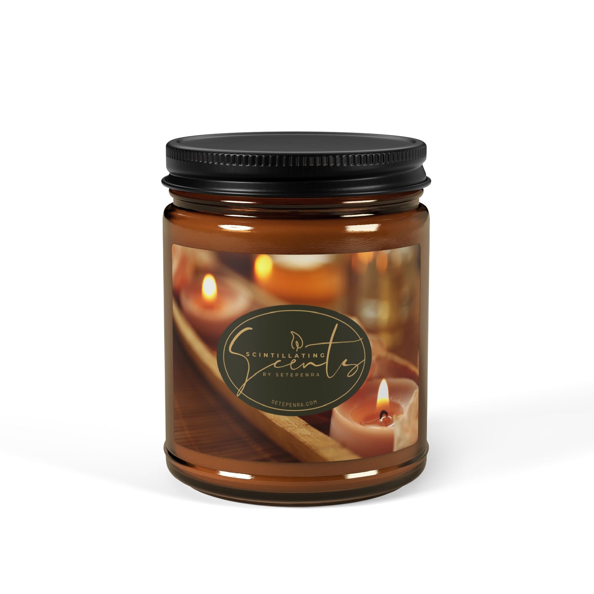 Scintillating Scents by SETEPENRA Scented Soy Candle (Multi-Size, Amber Jar)