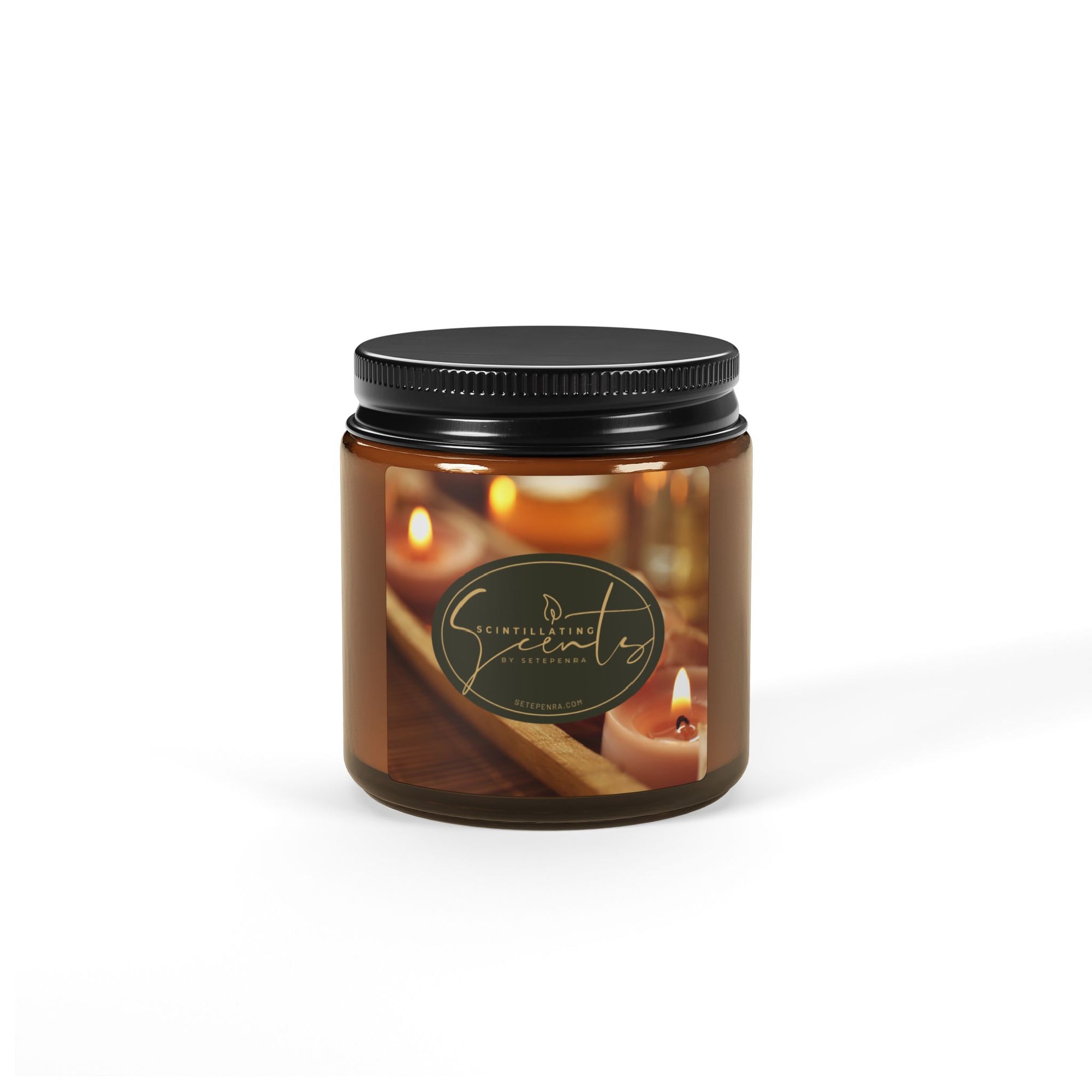 Scintillating Scents by SETEPENRA Scented Soy Candle (Multi-Size, Amber Jar)